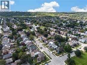 Hamilton apartment for rent - A bird's eye view of a residential neighborhood with houses and streets.