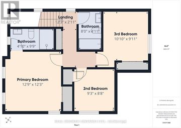 Georgian Bay (Baxter) apartment for rent - A floor plan of a house with a primary bedroom, two bathrooms, and two other bedrooms.