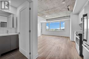 Ottawa apartment for rent - A modern kitchen with a view of the sky through the window.