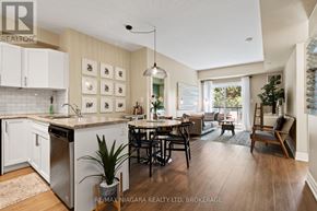 St. Catharines (Lakeport) condo for rent - A kitchen with a dining table and chairs.