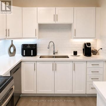 Toronto (Ionview) condo for rent - A white kitchen with a sink and a dishwasher.