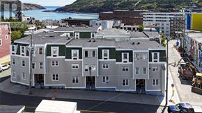St. John's house for rent - A large building with a green roof is in the foreground.
