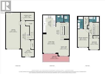 Ottawa townhouse for rent - A floor plan of a residential property with three bedrooms and a garage.