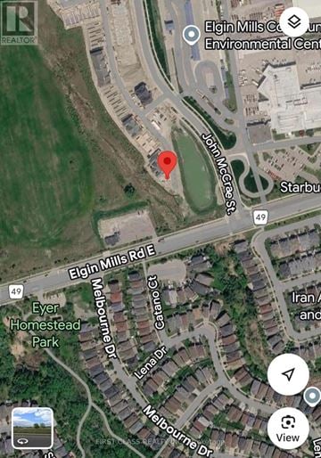 Richmond Hill townhouse for rent - A map shows a red pin on a street named John Mccarthy.