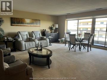 Windsor condo for rent - A living room with a large window and a painting on the wall.