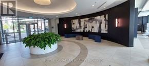 Brampton (Queen Street Corridor) condo for rent - A large plant sits in a white pot in the lobby of a building.