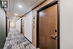 Waterloo condo for rent - A hallway with a door numbered 411.