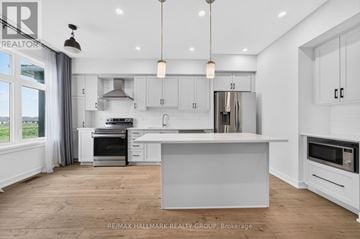 Ottawa townhouse for rent - A modern kitchen with white cabinets and a large island.