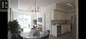 Toronto (Rouge) townhouse for rent - A modern kitchen with a dining table and chairs.