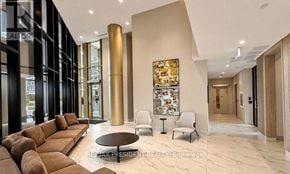 Oakville (Jm Joshua Meadows) condo for rent - A large, modern living room with a brown sofa and a coffee table.