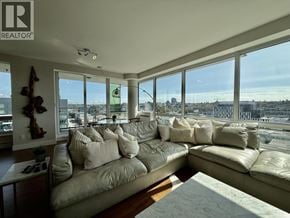 Vancouver apartment for rent - A realtor's office with a view of the city.