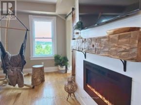 Barrie (Lakeshore) apartment for rent - A room with a fireplace and a hammock.