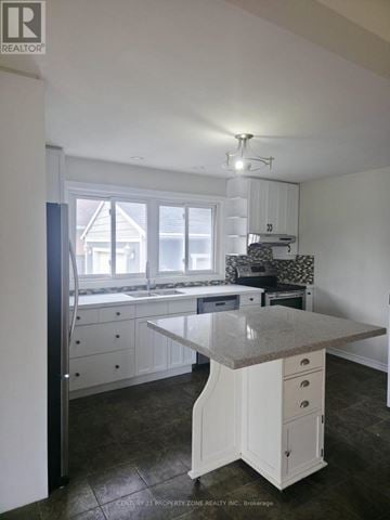 Burlington (Appleby) apartment for rent - A kitchen with white cabinets and a granite countertop.