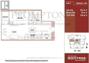 Toronto (Waterfront Communities) condo for rent - A floor plan for a property with a living room, dining room, and balcony area.