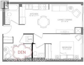 Toronto (Mount Pleasant West) condo for rent - A floor plan of a home with a den and a bedroom.