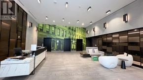 Markham (Unionville) condo for rent - A floor plan for a 1 bedroom apartment with den is shown.