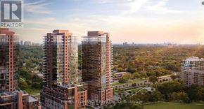 Toronto (Humber Heights) condo for rent - A real estate company logo is displayed on a building under construction.