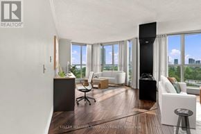 Toronto (High Park-Swansea) condo for rent - A modern living room with a view of the city.