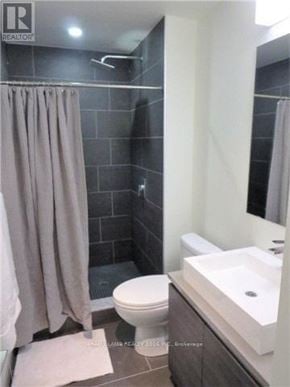 Toronto (Waterfront Communities) house for rent - A bathroom with a toilet, sink, and shower.