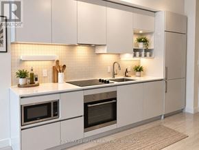Vaughan (Vaughan Corporate Centre) condo for rent - A modern kitchen with white cabinets and stainless steel appliances.