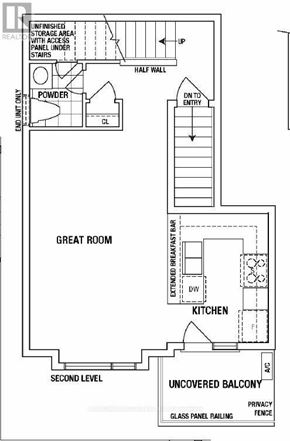 Brampton (Northwest Brampton) townhouse for rent - A floor plan of a house with a kitchen, great room and uncovered balcony.