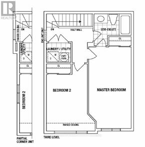 Brampton (Northwest Brampton) townhouse for rent - A floor plan of a home with a laundry/utility room, two bedrooms, and a master bedroom.
