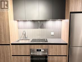 Vaughan (Beverley Glen) condo for rent - A modern kitchen with wooden cabinets and stainless steel appliances.