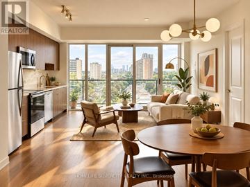 Toronto (Glenfield-Jane Heights) condo for rent - A well-lit, modern kitchen with a dining table and chairs.