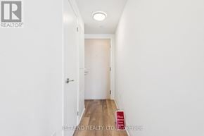 Toronto (Church-Yonge Corridor) condo for rent - A hallway with a door on the left and a brochure on the floor.