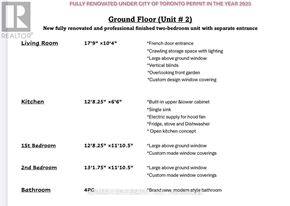 Toronto (Hillcrest Village) apartment for rent - A flyer advertises a fully renovated two-bedroom unit with a ground floor living room, kitchen, and two bedrooms, along with a bathroom.