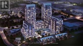 Toronto (Woburn) condo for rent - A real estate company logo is displayed on a nighttime cityscape.