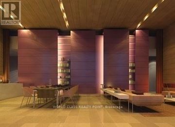 Toronto (Waterfront Communities) condo for rent - A modern living room with a dining table and chairs.