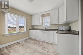Blandford-Blenheim apartment for rent - A kitchen with white cabinets and a microwave on the counter.