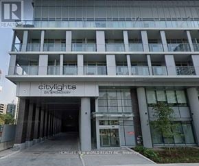 Toronto (Mount Pleasant West) condo for rent - A modern building with the sign "citylights ON BROADWAY" in front.