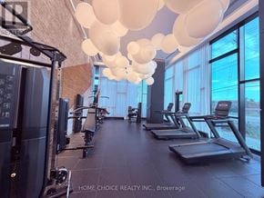 Oakville (Jm Joshua Meadows) condo for rent - A gym with treadmills, elliptical machines, and a rowing machine.