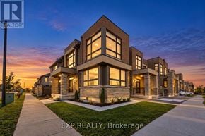 Richmond Hill townhouse for rent - A modern house with a stone facade is shown with the EXP REALTY Brokerage logo in the foreground.