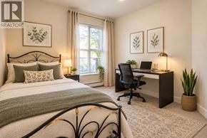 Vancouver apartment for rent - A bedroom with a bed, desk, and chair.