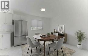Cambridge apartment for rent - A modern dining room with a wooden table and grey chairs.