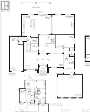 Adjala-Tosorontio (Colgan) apartment for rent - A black and white floor plan of a house with a garage and two bedrooms.