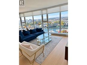 Vancouver apartment for rent - A living room with a view of the city.