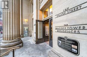 Toronto (Church-Yonge Corridor) condo for rent - The entrance to The Massey Tower Residences is shown.