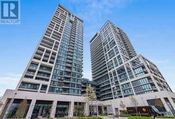 Vaughan (Vellore Village) condo for rent - Two modern high-rise buildings with the logo "REALTOR" on the top left corner.