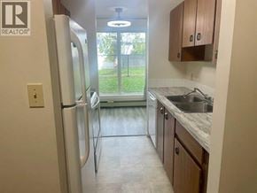 Lethbridge apartment for rent - A kitchen with a refrigerator, sink, and cabinets.