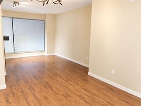 Surrey apartment for rent - A room with wooden flooring and a window with blinds.