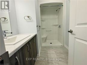 Welland (N. Welland) house for rent - A bathroom with a sink, mirror, and shower.