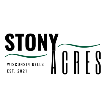 Wisconsin Dells apartment for rent - A logo for Stony Acres Wisconsin Dells with a green swoosh.