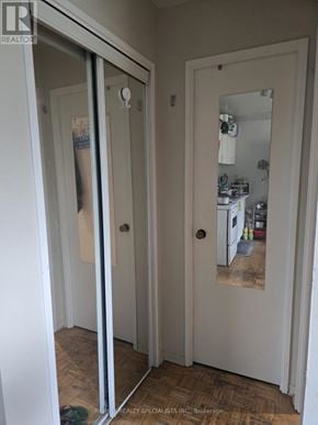 Toronto (Dufferin Grove) multi-family for rent - A white door with a mirror on the other side.