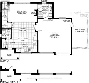 Quinte West (Murray Ward) apartment for rent - A black and white floor plan of a two-story house with a garage.