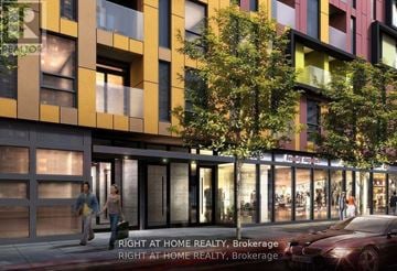 Toronto (Trinity-Bellwoods) condo for rent - A modern building with a glass facade and people walking in front.