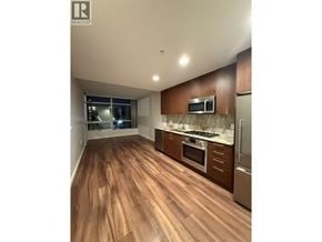 Richmond apartment for rent - A modern kitchen with wooden floors and stainless steel appliances.